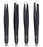 4 Pcs Professional Eyebrow Tweezers Kit for Women and Men, Stainless Steel Beauty Tools Best Prec...