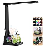 LED Desk Lamp for Home Office with USB A+C Charging Port Touch Control Reading Table Lamp Small D...