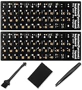 Russian Keyboard Stickers[5 in 1], Cyrillic Keyboard Letter Replacement Sticker with Black Backgr...