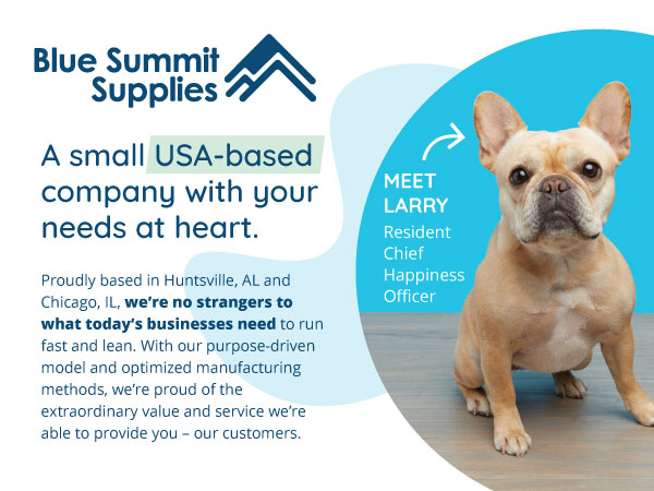 about blue summit supplies and larry our french bulldog