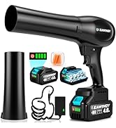 Cordless Leaf Blowers with 2 X 4.0Ah Batteries and Charger, 800000RPM Handheld Leaf Blower &amp; 6 Sp...