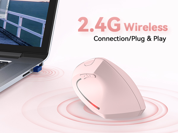 wireless mouse with a pink screen