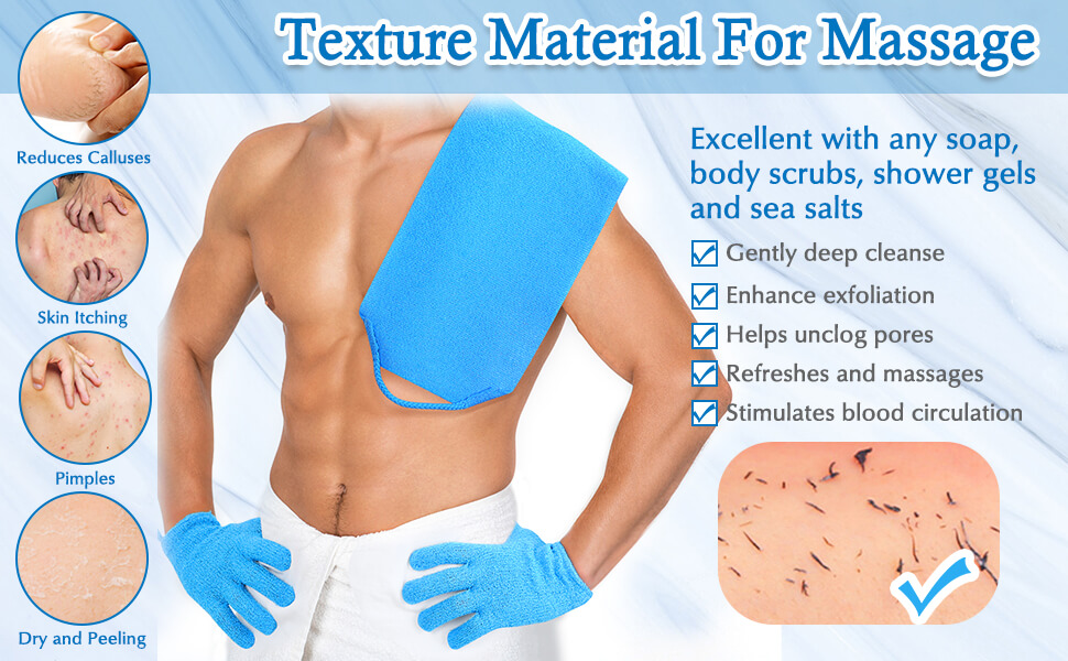  Exfoliating Back Scrubber Bath Gloves Set
