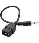 Black USB to AUX Adapter Cable,3.5mm Male AUX Plug to USB 2.0 Female Converter Adapter Cable Cord...