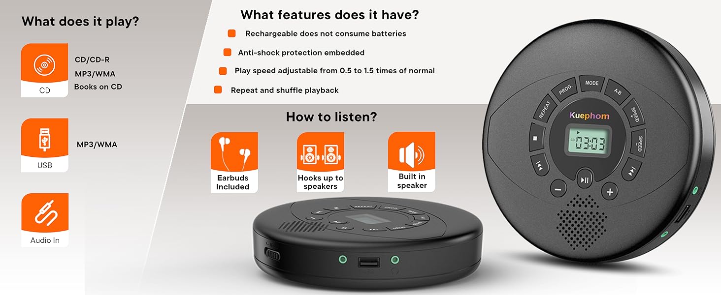 portable cd player key features