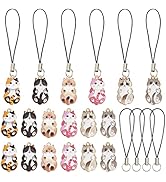 SUNNYCLUE 1 Box 24 Set 6 Styles Phone Charms Strap Kawaii Cellphone Charm Cute Cat Animal Pets Ce...
