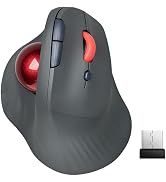 Dual Mode Wireless Vertical Computer Trackball Mouse, Ergonomic Bluetooth Thumb-Control Mouse wit...