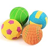 SCHITEC Squeaky Dog Balls, [4 Pack] Interactive Latex Rubber Squeak Dog Toys, 2.4'' Soft Bouncy F...