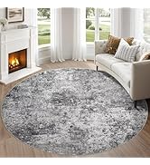 DMOYEST 6ft Round Area Rug Living Room Rugs - 6x6 Washable Large Soft Indoor Neutral Modern Abstr...