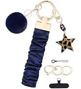 EAQIOIL Wristlet Keychain Stretchy Key Chain for Car Keys with D-ring Scrunchie Keychain Wristlet...