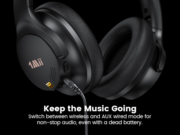 1Mii AI Y8 Active Noise Cancelling Headphones, Wireless Headphones Over Ear Bluetooth 6.0