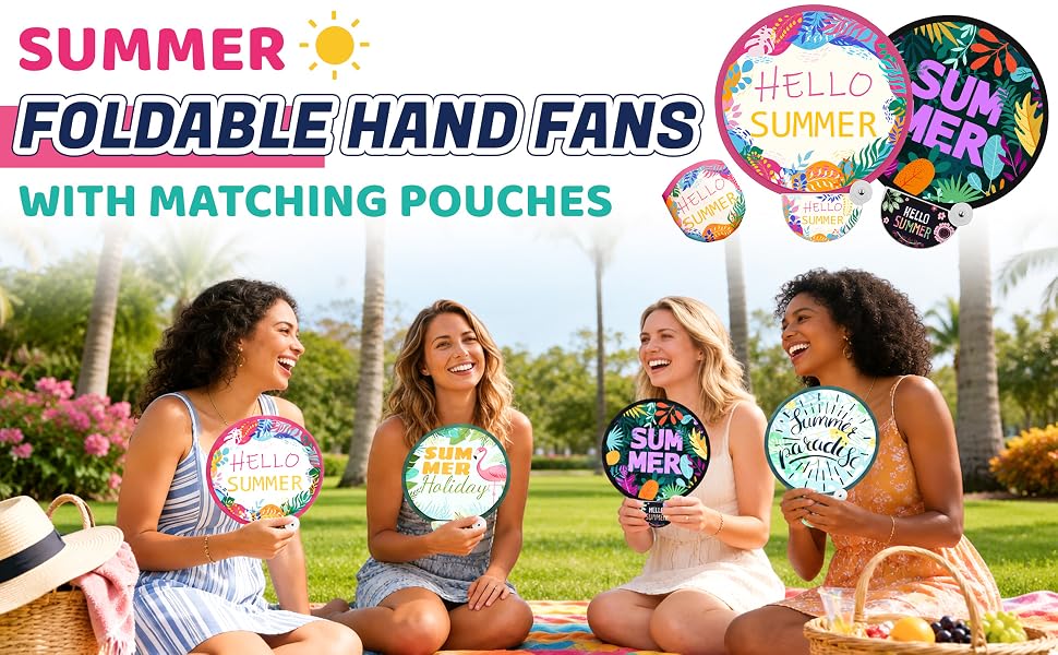 Foldable Hand Fans with Matching Pouches