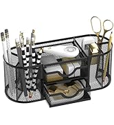SUPEASY Mesh Desk Organizer, Desk Organizers and Accessories, Pen Holder with Drawers, Pencil Hol...