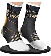 JIUFENTIAN Ultra-Thin &amp; Copper Infused Ankle Support - Adjustable Compression Ankle Brace for Spr...