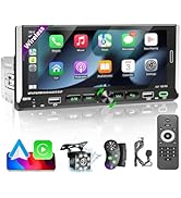 6.9" Wireless CarPlay Single Din Car Stereo, G+G HD IPS Single Din Touchscreen Car Stereo with Bl...