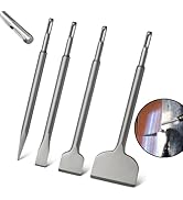 Greywolf SDS Chisel Set, 4 pcs Tile Removal Chisel Bits, Set Includes Pointed, Flat, Scraping, Al...