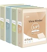 SUNEE 3 Ring Binder 1.5 Inch 4 Pack, Clear 1 1/2 Inch View Binders Three Ring PVC-Free (Fit 8.5x1...