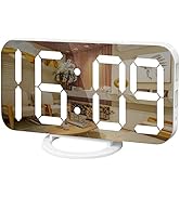 WulaWindy Digital Alarm Clock, Large Mirrored LED Display, with USB Charger, Snooze Function Dim ...