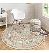 LIVEBOX Washable Area Rug 5ft - Boho Round Rug Traditional Rug for Bedroom, Foldable Retro Carpet...