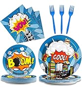 gisgfim 96 Pcs Super Theme Hero Plates and Napkins Party Supplies Super Theme Hero Birthday Party...