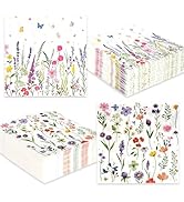 100Pcs Wildflower Napkins, Disposable Spring Floral Party Napkins, 2-Ply Guest Dinner Hand Napkin...