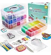 INSCRAFT Fuse Beads, 33000pcs Fuse Beads Kit for Kids, 33 Color 5MM Iron Beads Set with 150 Patte...