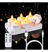 Homemory Rechargeable Tea Lights Flameless Candles with Remote Timer, Battery Operated LED Tealig...