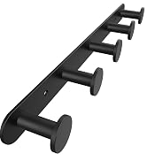 FORIOUS Coat Rack Wall Mounted, 5 Black Wall Hooks SUS304 for Hanging, Hook Rack for Towel, Bags,...