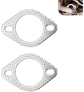 winterrock 2PCS Car Exhaust Manifold Gaskets, Stainless Steel Oval Exhaust Flange Gasket, 2.5" 2-...