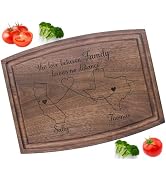 Personalized Cutting Board Long Distance Relationship Gift - Handmade Chopping Board with Juice G...