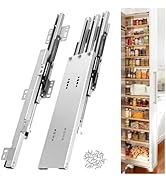 HBL' 16 Inch Pantry Drawer Slides for Tall Cabinets – Dual Top &amp; Bottom Pull-Out Pantry Slides, S...