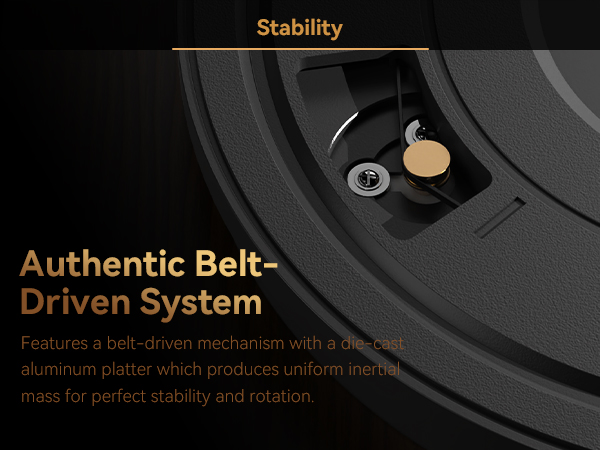 Belt-Driven Turntables Support 3-Speed