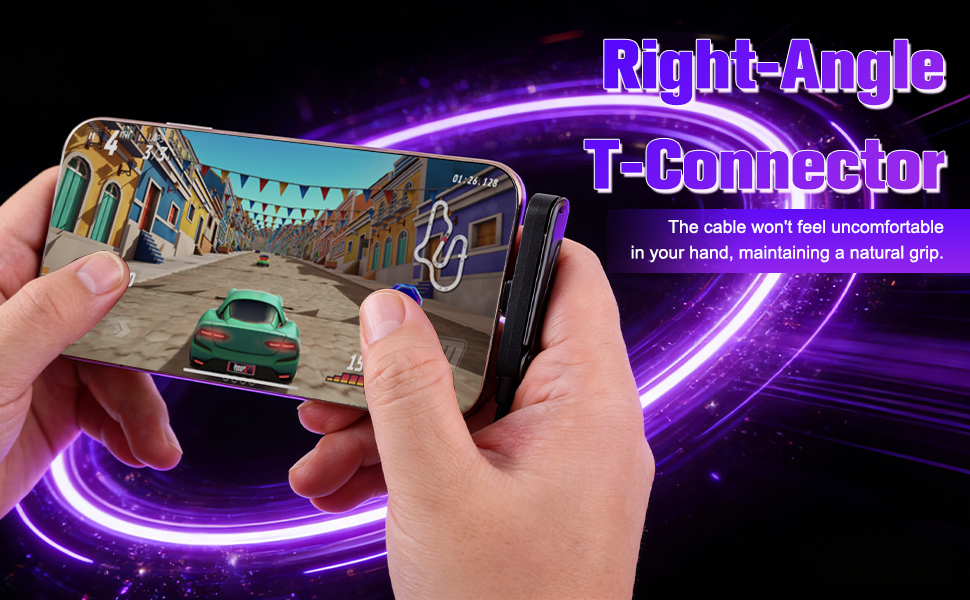 Sideways Phone Charger, 2 in 1 Invisible Holder Charger Cable