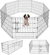 Artmeer Pet Playpen Puppy Playpen Kennels Dog Fence Exercise Pen Gate Fence Foldable Dog Crate 8 ...