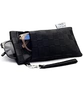 Face Shadow Double Glasses Case PU Soft Eyeglass Case For Women Men Squeeze Top Sunglasses Case W...