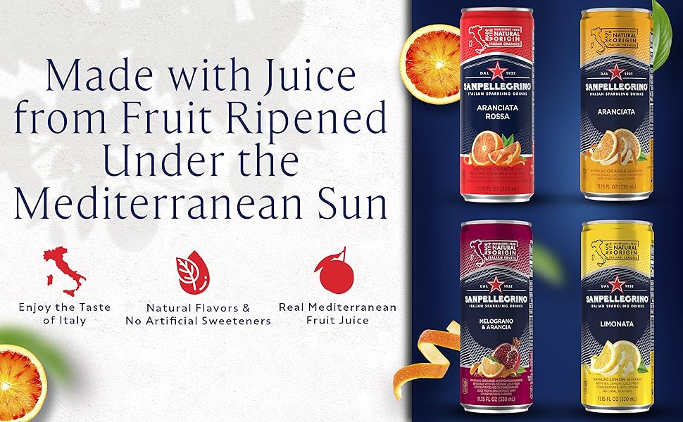 San Pellegrino canned sparkling water made with sun ripened fruit juice