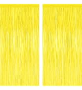 2 Pack Backdrop Curtains, 3.28 FT x 7.05 FT Yellow Color Tinsel Backdrop, Metallic Foil Backdrop ...