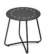 black outdoor table with cutouts