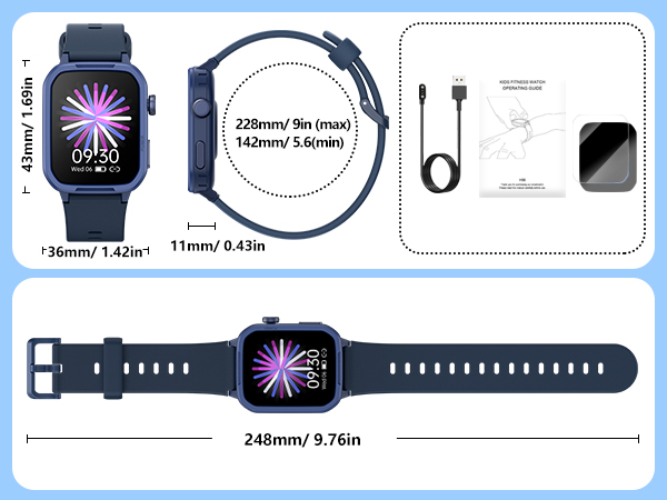 kids watch size and package contents