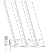 VOZUJI Under Cabinet Rechargeable Lighting: Motion Sensor Dimmable Lights Indoor - Battery Operat...