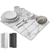 Dish Drying Mat for Kitchen Counter, Stone Drying Mat 16" x 12" with 7 Foldable Strips, Super Abs...