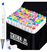 XIEED Alcohol Markers, 80 Colors Chisel &amp; Brush Tip Coloring Markers Set, Double Tipped Markers S...