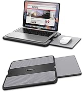 AboveTEK Portable Laptop Lap Desk w/ Retractable Left/Right Mouse Pad Tray, Non-Slip Heat Shield ...