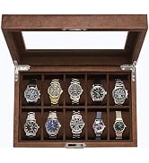 GUKA Watch Box, Luxury 10 Slot Watch Case with 55MM Wide Velvet Pillows, Watch Organizer Storage ...
