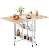 CHOEZON Folding Dining Table, Movable Dining Table, Kitchen Table for Small Space, Foldable and E...