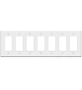 (1 Pack) 7-Gang Decora Switch Cover, Decorator Light Switch or Receptacle Outlet Wall Plate, Whit...