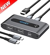 USB C KVM Switch 1 Monitor 2 Computers 4K@60Hz 2 Ports Type-C to HDMI KVM Switches for 2 USB-C Po...