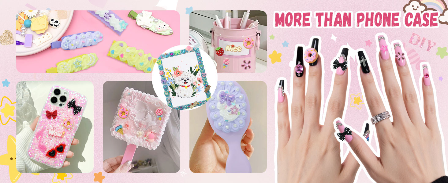 Junk Case Charms Kit Y2K DIY Phone Nail Decor Big Charms Kawaii Bows