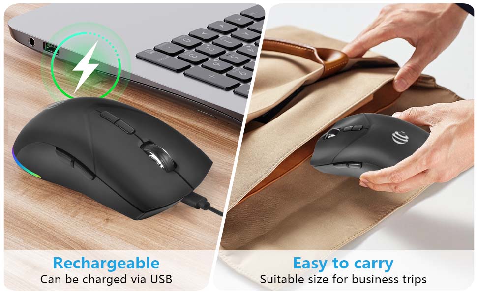 A black Bluetooth mouse with long battery life and convenient portability