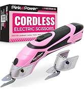 Pink Power Cordless Electric Scissors Fabric Cutter for Crafts, Box, Sewing, Carpet, &amp; Scrapbooki...